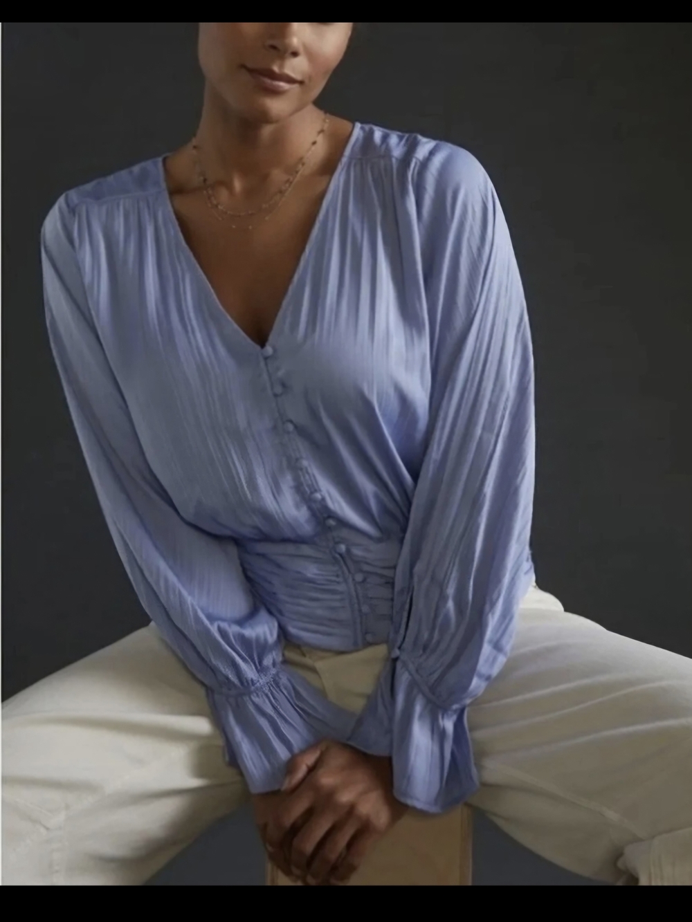 Anthropologie XS Blouse Long sleeve Periwinkle